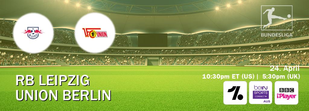 You can watch game live between RB Leipzig and Union Berlin on OneFootball, beIN Sports Connect(AU), BBC iPlayer(UK).