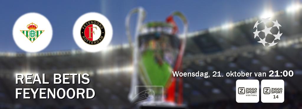 Wedstrijd tussen Real Betis en Feyenoord live op tv bij Ziggo Sport, Ziggo Sport 14 (woensdag, 21. oktober van  21:00).