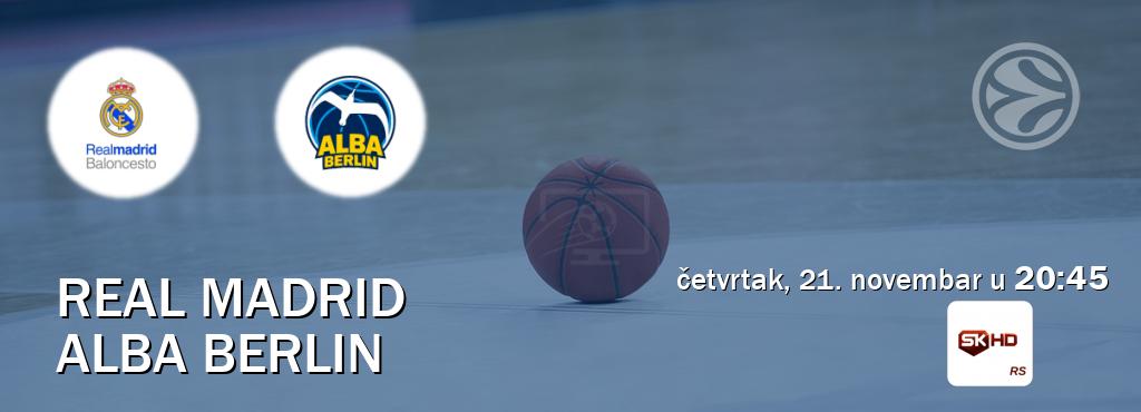 Izravni prijenos utakmice Real Madrid i Alba Berlin pratite uživo na Sportklub HD (četvrtak, 21. novembar u  20:45).