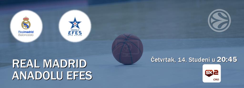 Izravni prijenos utakmice Real Madrid i Anadolu Efes pratite uživo na Sportklub 2 (Četvrtak, 14. Studeni u  20:45).