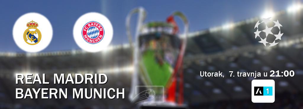 Izravni prijenos utakmice Real Madrid i Bayern Munich pratite uživo na Arena Sport 1 (utorak,  7. travnja u  21:00).