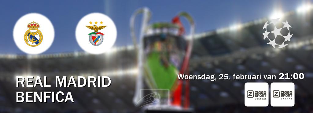 Wedstrijd tussen Real Madrid en Benfica live op tv bij Ziggo Sport, Ziggo Sport 5 (woensdag, 25. februari van  21:00).