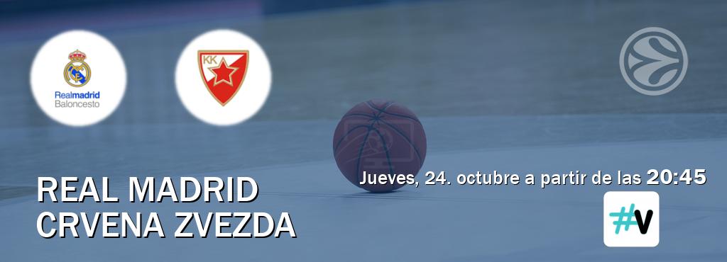 El partido entre Real Madrid y Crvena zvezda será retransmitido por #Vamos (jueves, 24. octubre a partir de las  20:45).