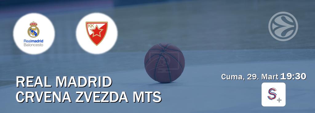 Karşılaşma Real Madrid - Crvena zvezda mts S Sport +'den canlı yayınlanacak (Cuma, 29. Mart  19:30).