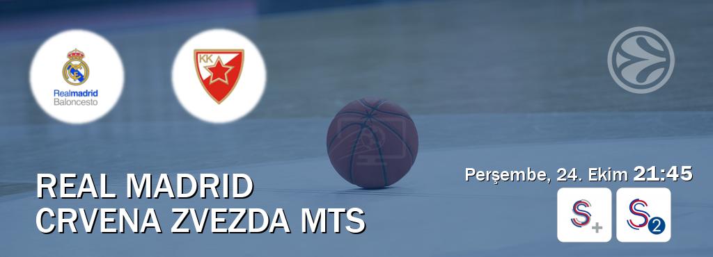 Karşılaşma Real Madrid - Crvena zvezda mts S Sport + ve S Sport 2'den canlı yayınlanacak (Perşembe, 24. Ekim  21:45).