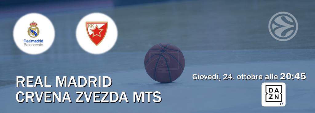 Il match Real Madrid - Crvena zvezda mts sarà trasmesso in diretta TV su DAZN Italia (ore 20:45)