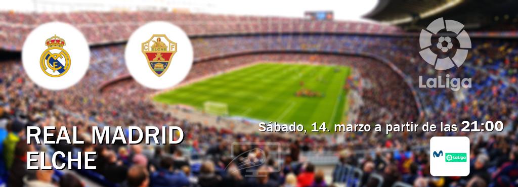 El partido entre Real Madrid y Elche será retransmitido por M. LaLiga (sábado, 14. marzo a partir de las  21:00).