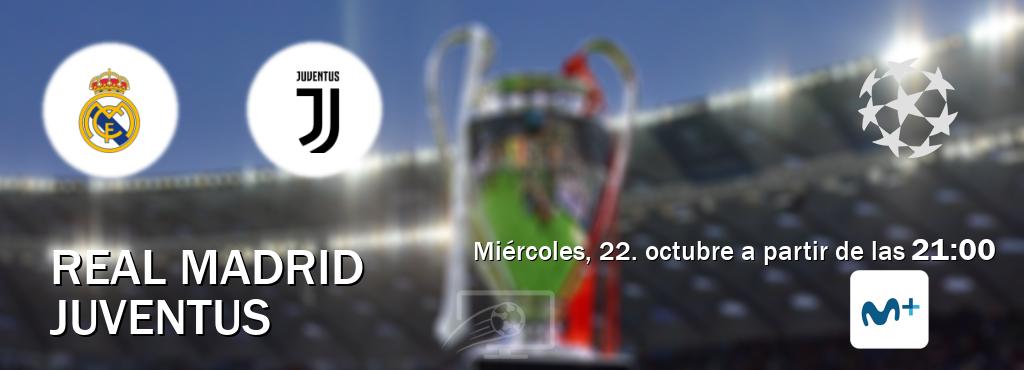El partido entre Real Madrid y Juventus será retransmitido por Movistar Liga de Campeones (miércoles, 22. octubre a partir de las 21:00). El partido entre Real Madrid y Juventus será retransmitido por Movistar Liga de Campeones (miércoles, 22. octubre a partir de las 21:00).