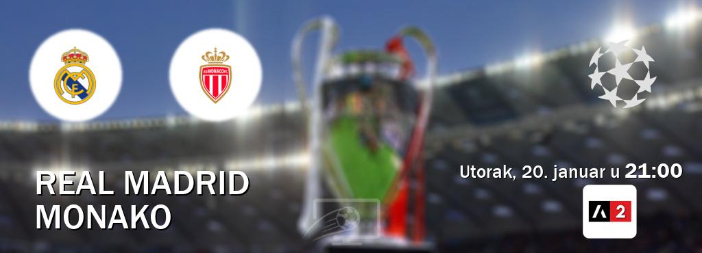 Izravni prijenos utakmice Real Madrid i Monako pratite uživo na Arena Sport 2 (utorak, 20. januar u  21:00).