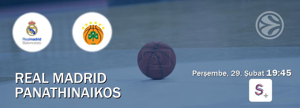 Karşılaşma Real Madrid - Panathinaikos S Sport +'den canlı yayınlanacak (Perşembe, 29. Şubat  19:45).