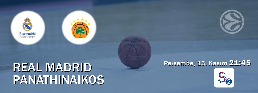 Karşılaşma Real Madrid - Panathinaikos S Sport 2'den canlı yayınlanacak (Perşembe, 13. Kasım  21:45).