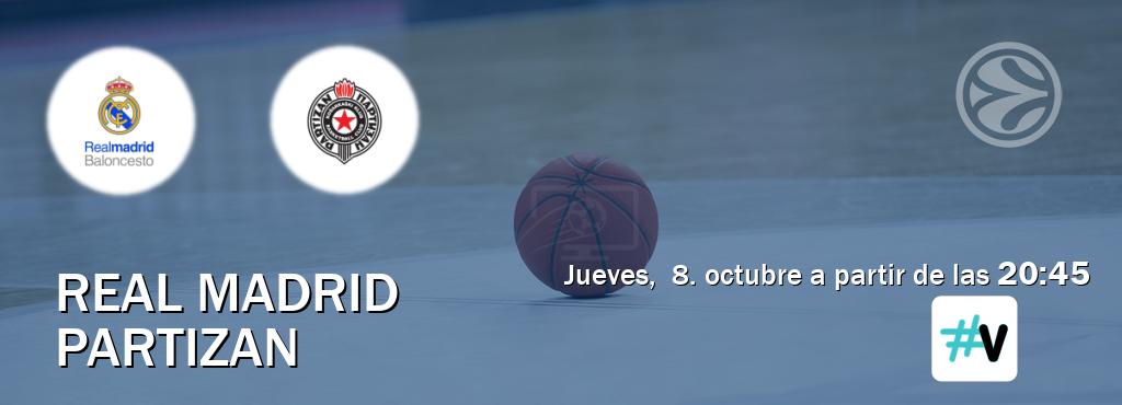El partido entre Real Madrid y Partizan será retransmitido por M+ Vamos (jueves, 8. octubre a partir de las 20:45). El partido entre Real Madrid y Partizan será retransmitido por M+ Vamos (jueves, 8. octubre a partir de las 20:45).