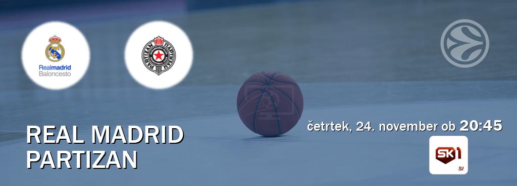 Real Madrid in Partizan v živo na Sportklub 1. Prenos tekme bo v četrtek, 24. november ob  20:45