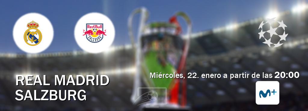 El partido entre Real Madrid y Salzburg será retransmitido por Movistar Liga de Campeones  (miércoles, 22. enero a partir de las  20:00).