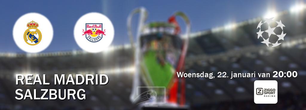 Wedstrijd tussen Real Madrid en Salzburg live op tv bij Ziggo Sport 3 (woensdag, 22. januari van  20:00).