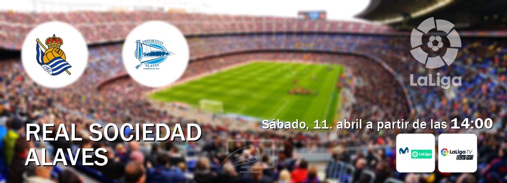 El partido entre Real Sociedad y Alaves será retransmitido por M. LaLiga y La Liga TV Bar M1 (sábado, 11. abril a partir de las  14:00).