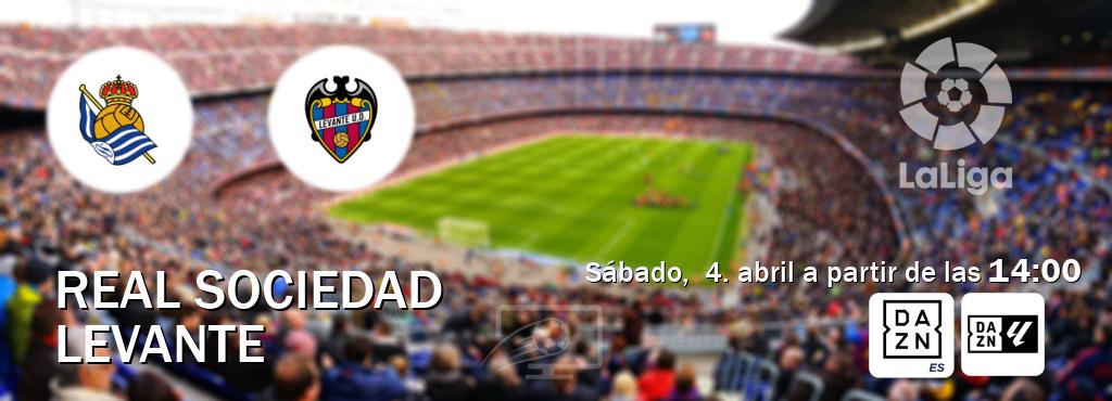 El partido entre Real Sociedad y Levante será retransmitido por DAZN España y DAZN Laliga (sábado, 4. abril a partir de las 14:00). El partido entre Real Sociedad y Levante será retransmitido por DAZN España y DAZN Laliga (sábado, 4. abril a partir de las 14:00).