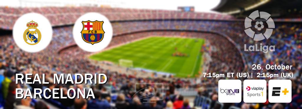 You can watch game live between Real Madrid and Barcelona on beIN SPORTS 2(AU), Viaplay Sports 1(UK), ESPN+(US).