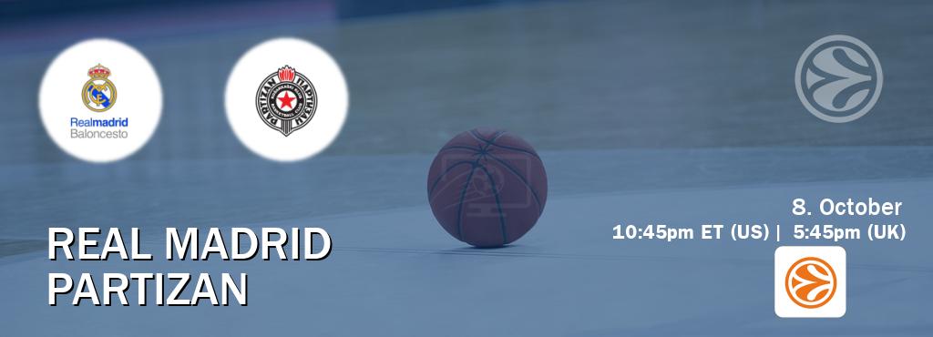 You can watch game live between Real Madrid and Partizan on EuroLeague TV. You can watch game live between Real Madrid and Partizan on EuroLeague TV.