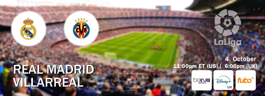 You can watch game live between Real Madrid and Villarreal on beIN SPORTS 2(AU), Disney+ UK(UK), fuboTV(US). You can watch game live between Real Madrid and Villarreal on beIN SPORTS 2(AU), Disney+ UK(UK), fuboTV(US).