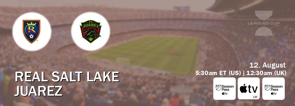 You can watch game live between Real Salt Lake and Juarez on MLS Season Pass, Apple TV(UK), MLS Season Pass(US). You can watch game live between Real Salt Lake and Juarez on MLS Season Pass, Apple TV(UK), MLS Season Pass(US).