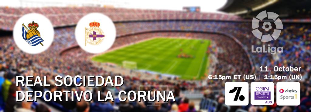 You can watch game live between Real Sociedad and Deportivo La Coruna on OneFootball, beIN Sports Connect(AU), Viaplay Sports 1(UK). You can watch game live between Real Sociedad and Deportivo La Coruna on OneFootball, beIN Sports Connect(AU), Viaplay Sports 1(UK).