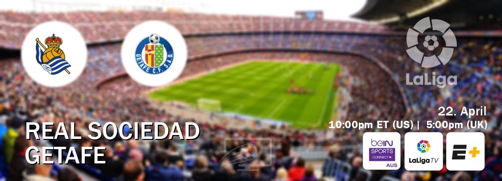 You can watch game live between Real Sociedad and Getafe on beIN Sports Connect(AU), LaLiga TV(UK), ESPN+(US).