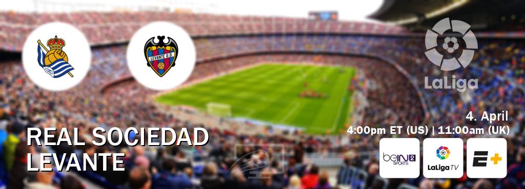 You can watch game live between Real Sociedad and Levante on beIN SPORTS 2(AU), LaLiga TV(UK), ESPN+(US).