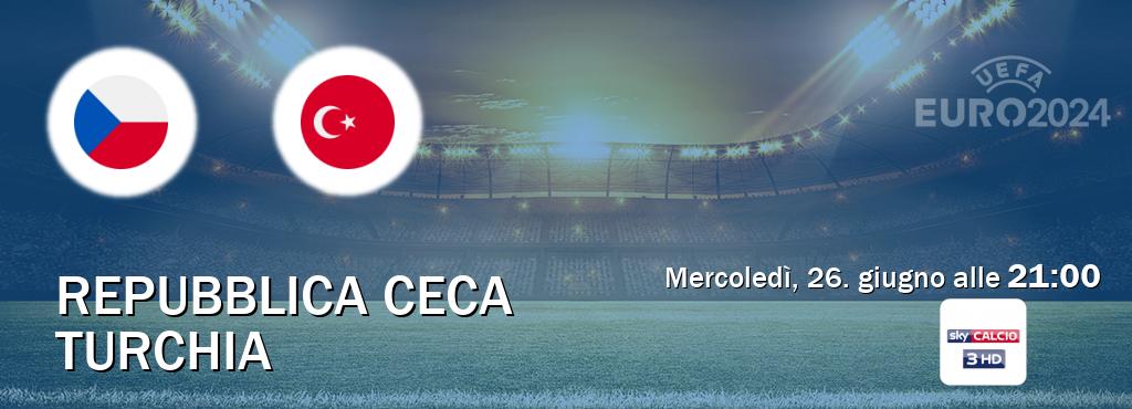 Il match Repubblica Ceca - Turchia sarà trasmesso in diretta TV su Sky Calcio 3 (ore 21:00)