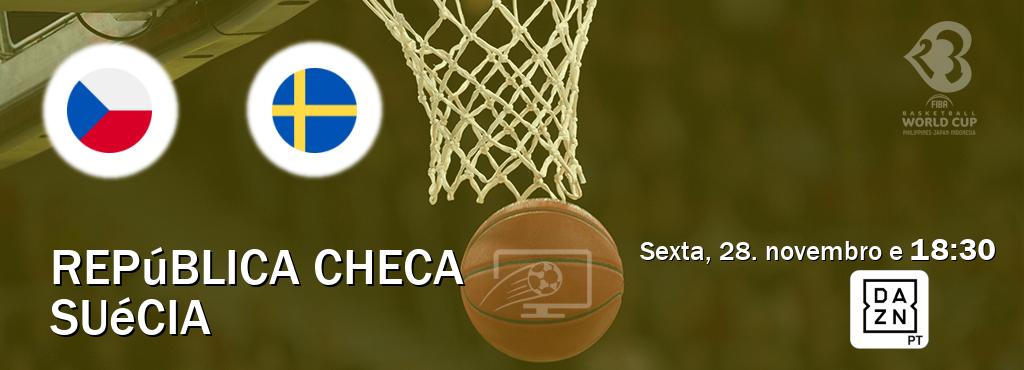 Jogo entre República Checa e Suécia tem emissão DAZN (sexta, 28. novembro e  18:30).