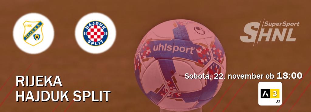 Prenos tekme med Rijeka in Hajduk Split v živo na Arena Sport 3 (sobota, 22. november ob  18:00 uri).