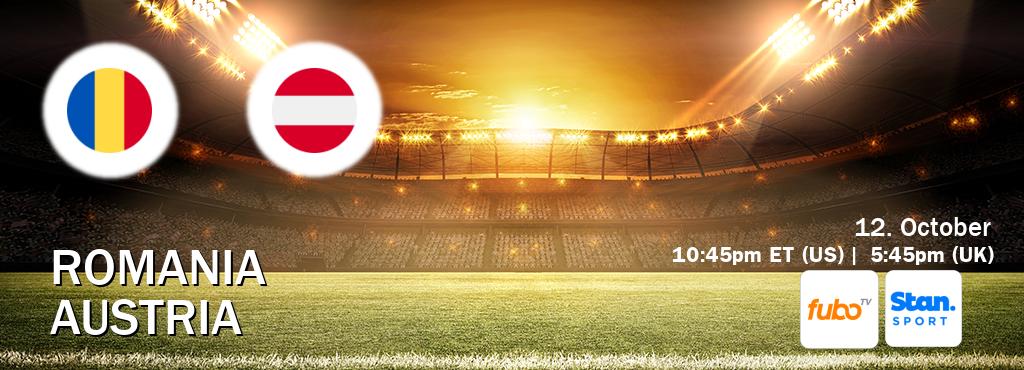 You can watch game live between Romania and Austria on fuboTV(US) and Stan Sport(AU). You can watch game live between Romania and Austria on fuboTV(US) and Stan Sport(AU).