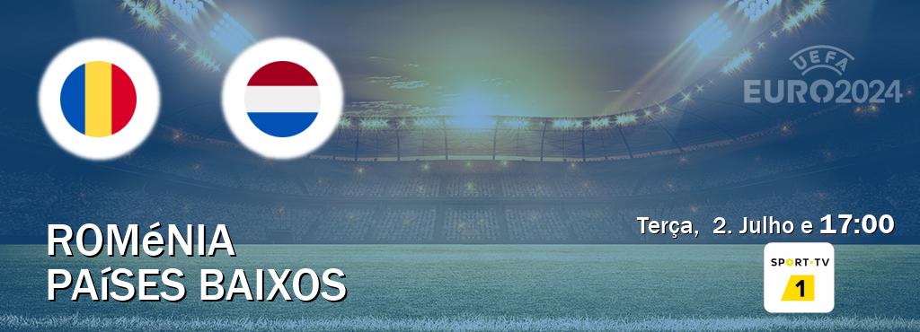 Jogo entre Roménia e Países Baixos tem emissão Sport TV 1 (Terça,  2. Julho e  17:00).