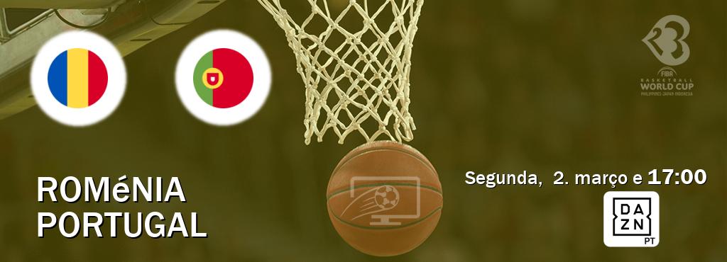 Jogo entre Roménia e Portugal tem emissão DAZN (segunda,  2. março e  17:00).