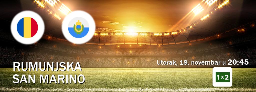 Izravni prijenos utakmice Rumunjska i San Marino pratite uživo na Arena Sport 1x2 (utorak, 18. novembar u 20:45). Izravni prijenos utakmice Rumunjska i San Marino pratite uživo na Arena Sport 1x2 (utorak, 18. novembar u 20:45).