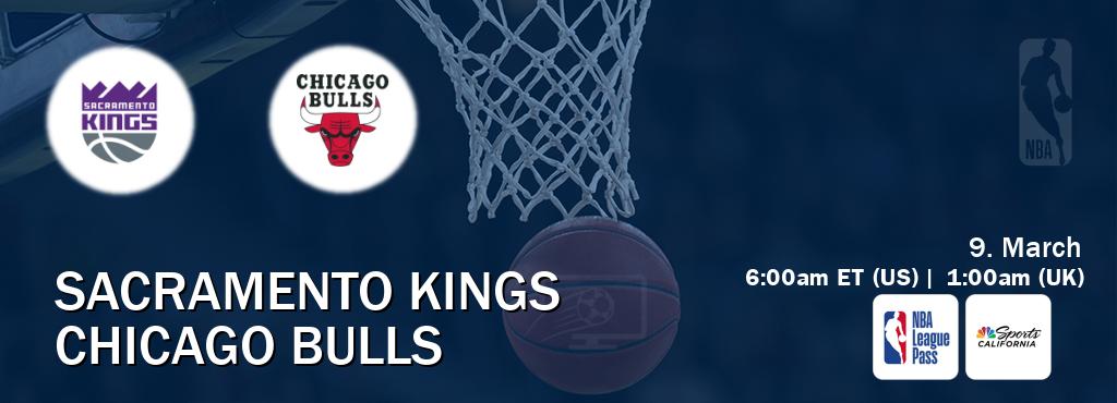 You can watch game live between Sacramento Kings and Chicago Bulls on NBA League Pass and NBCS California(US).