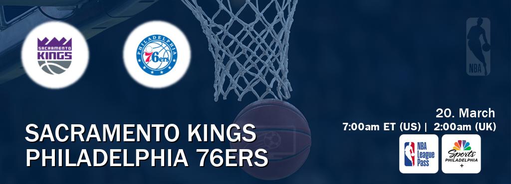 You can watch game live between Sacramento Kings and Philadelphia 76ers on NBA League Pass and NBCS Philadelphia+(US).