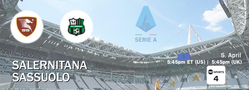 You can watch game live between Salernitana and Sassuolo on TNT Sports 4(UK).