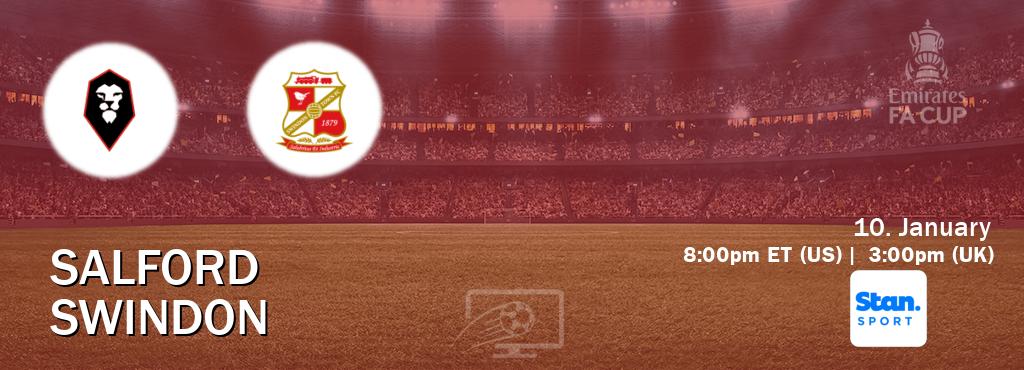 You can watch game live between Salford and Swindon on Stan Sport(AU).