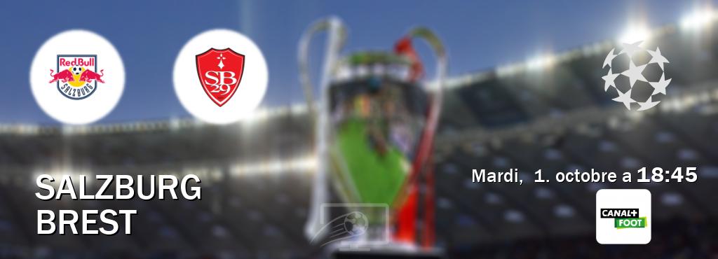 Match entre Salzburg et Brest en direct à la Canal+ Foot (mardi,  1. octobre a  18:45).