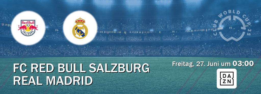 Das Spiel zwischen FC Red Bull Salzburg und Real Madrid wird am Freitag, 27. Juni um 03:00, live vom DAZN übertragen. Das Spiel zwischen FC Red Bull Salzburg und Real Madrid wird am Freitag, 27. Juni um 03:00, live vom DAZN übertragen.