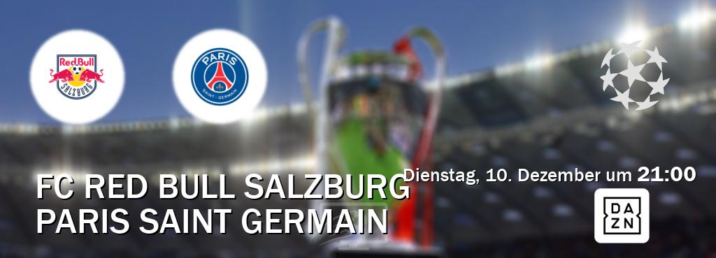 Das Spiel zwischen FC Red Bull Salzburg und Paris Saint Germain wird am Dienstag, 10. Dezember um  21:00, live vom DAZN übertragen.