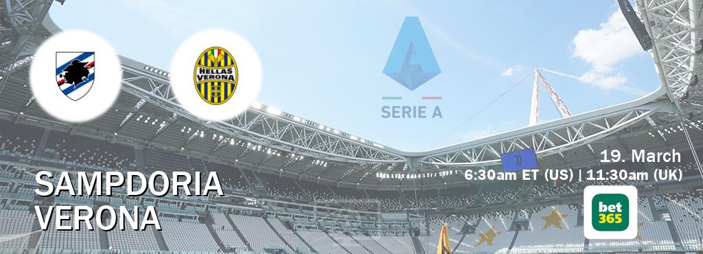You can watch game live between Sampdoria and Verona on bet365.