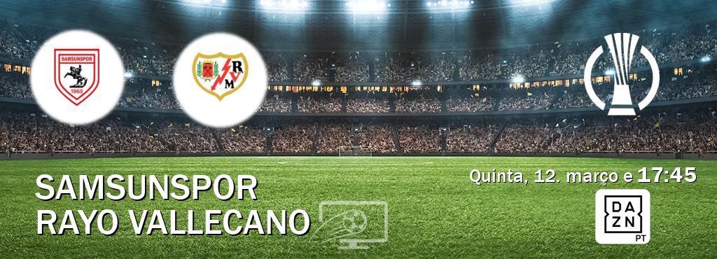 Jogo entre Samsunspor e Rayo Vallecano tem emissão DAZN (quinta, 12. março e  17:45).
