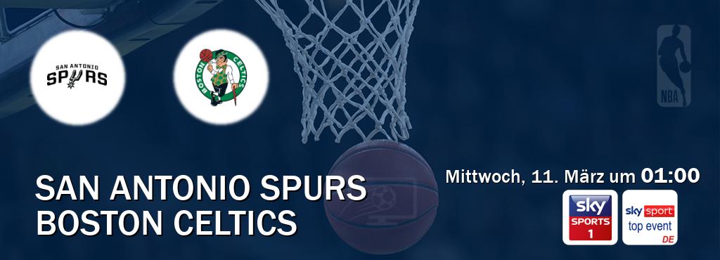 Das Spiel zwischen San Antonio Spurs und Boston Celtics wird am Mittwoch, 11. März um 01:00, live vom Sky Sport 1 und Sky Sport Top Event übertragen. Das Spiel zwischen San Antonio Spurs und Boston Celtics wird am Mittwoch, 11. März um 01:00, live vom Sky Sport 1 und Sky Sport Top Event übertragen.