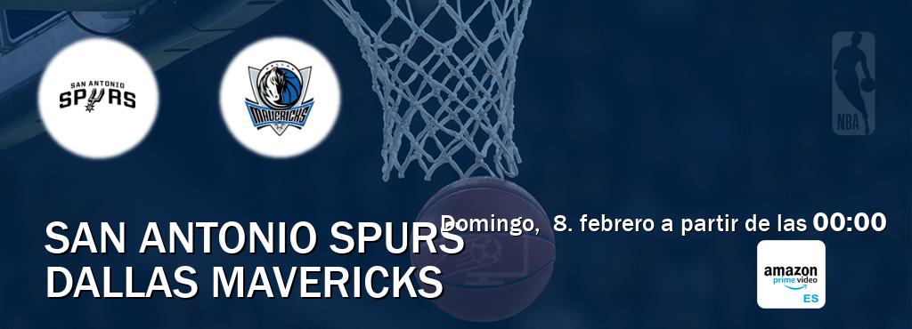 El partido entre San Antonio Spurs y Dallas Mavericks será retransmitido por Amazon Prime ES (domingo,  8. febrero a partir de las  00:00).