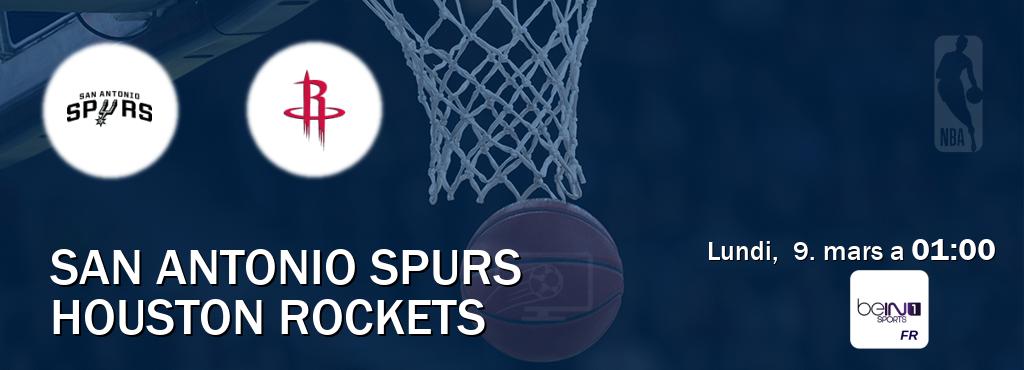 Match entre San Antonio Spurs et Houston Rockets en direct à la beIN Sports 1 (lundi,  9. mars a  01:00).