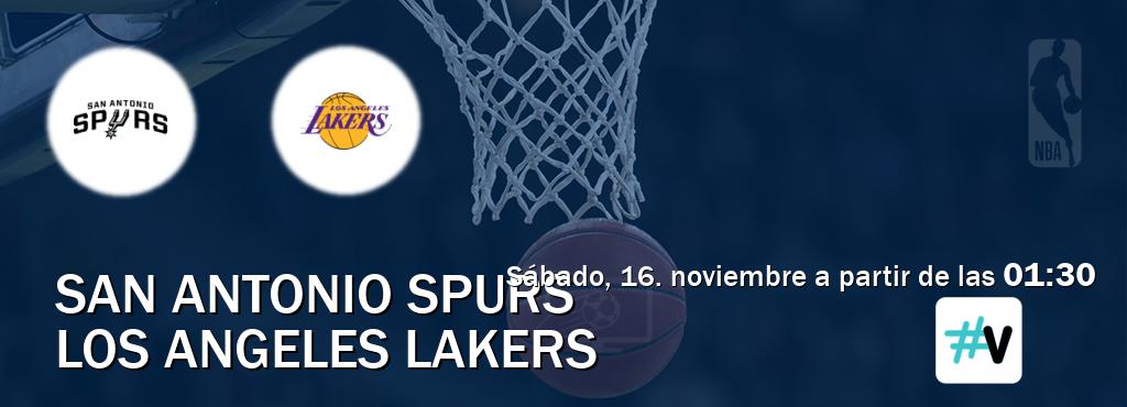 El partido entre San Antonio Spurs y Los Angeles Lakers será retransmitido por #Vamos (sábado, 16. noviembre a partir de las  01:30).