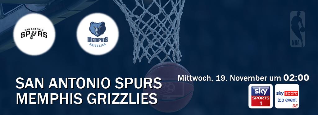 Das Spiel zwischen San Antonio Spurs und Memphis Grizzlies wird am Mittwoch, 19. November um 02:00, live vom Sky Sport 1 und Sky Sport Top Event übertragen. Das Spiel zwischen San Antonio Spurs und Memphis Grizzlies wird am Mittwoch, 19. November um 02:00, live vom Sky Sport 1 und Sky Sport Top Event übertragen.