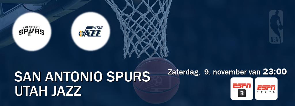 Wedstrijd tussen San Antonio Spurs en Utah Jazz live op tv bij ESPN 3, ESPN Extra (zaterdag,  9. november van  23:00).